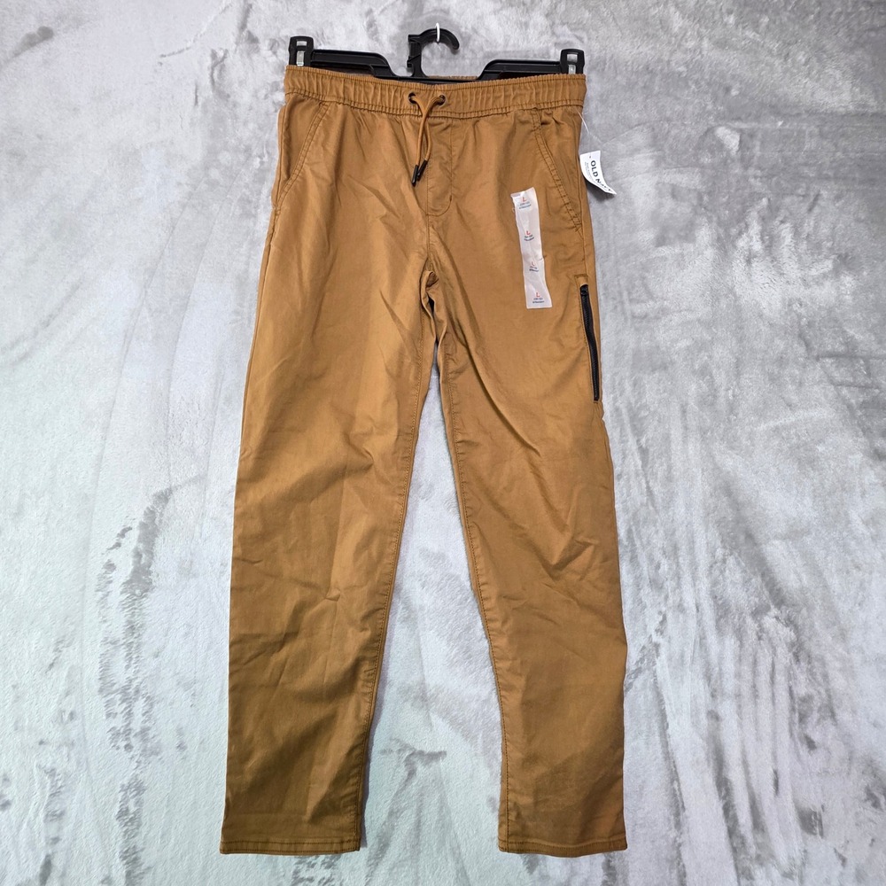 Old Navy Boys Tech Taper Quick Dry Pants Brown Size L 10-12 NWT